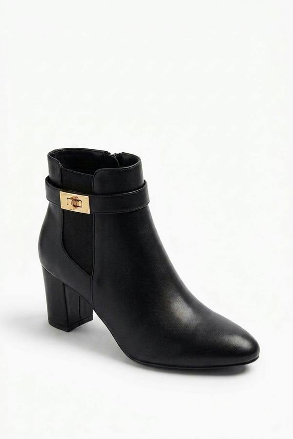 Genevieve Pointed Toe Block Heel Boots - Black_wb