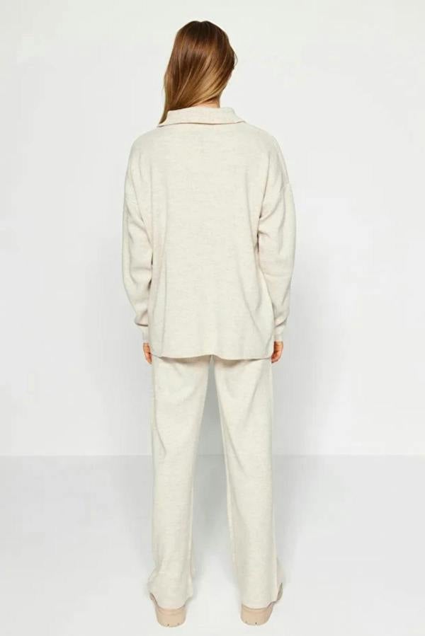 WOVCOR 2-Piece Loose Fit Zip-Up Knit Top & Pants Set