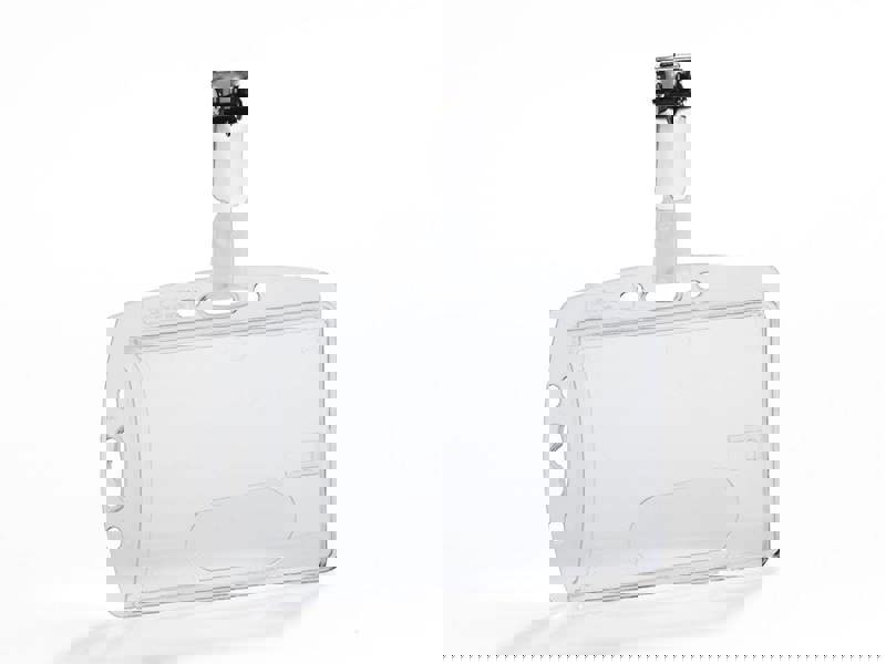 Durable Enclosed Card Security Pass ID Badge Holders with Clip | 25 Pack | Clear