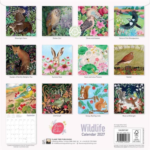 Bex Parkin Wildlife Calendar 2027, Wall Calendars, Month To View, Art, Gift