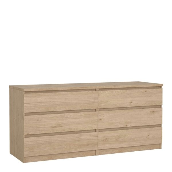 Wyld Haus Budapest Natural Oak Effect Wood Wide Chest 6 Drawers
