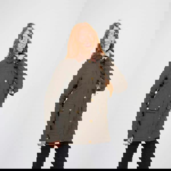 Brave Soul Khaki Twill Jacket with Cord Collar - Khaki Image 1