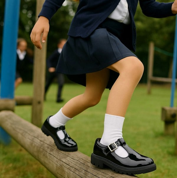 GEOX CASEY Girls Matte Black School Shoes