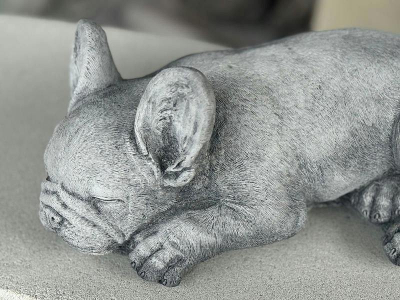 Stone Cast Cute Laying Frenchie Dog Statue
