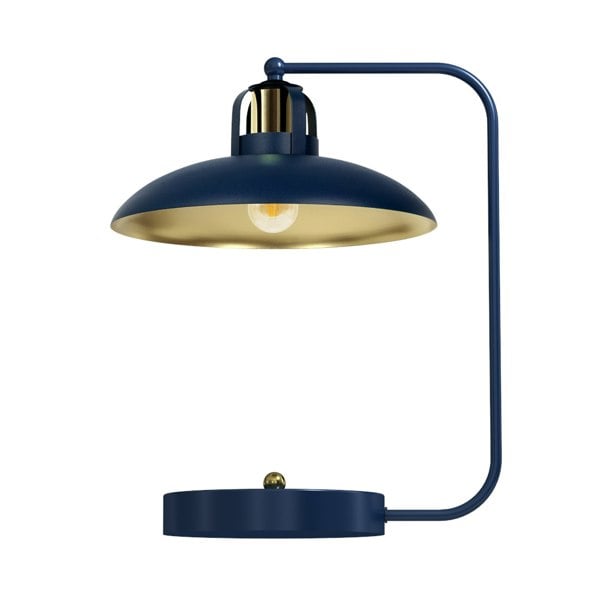Milagro Felix Hand Made Designer Table Lamp In Navy And Gold Rugged Industrial With A Luxurious Twist