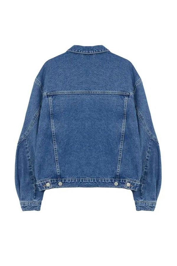 WOVCOR Oversize Denim Jacket with Sleeve Stitching Detail