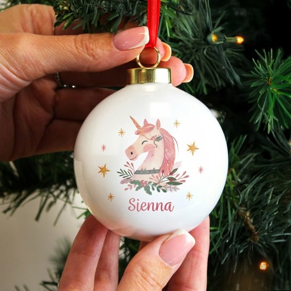 Personalised Memento Company Personalised Unicorn Christmas Bauble