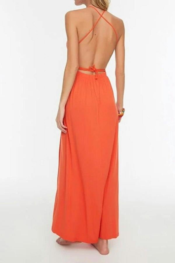WOVCOR Knitted Maxi Beach Dress with Slit