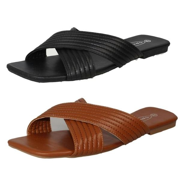 Spot On Ladies Spot On Flat Wide Fit Sandals F00400