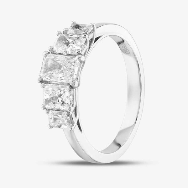T. H. Baker Platinum Certified 1.49ct Radiant Cut Diamond Five Stone Ring RN10930