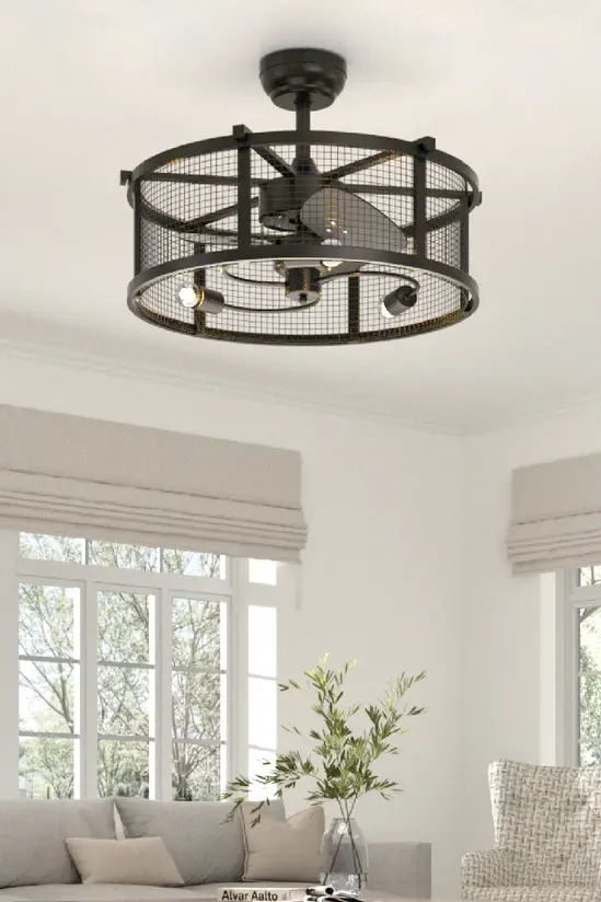 Living and Home Metal Industrial Ceiling Fan Light