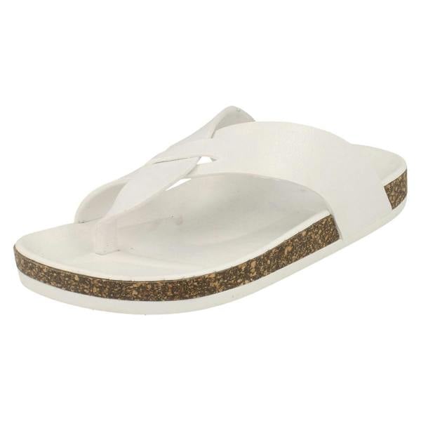 Spot On Ladies Spot On Open Toe Cork Effect Flatform Sandal