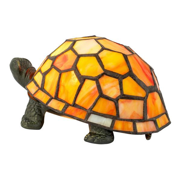 Quirky Orange and Amber Stained Glass Tiffany Tortoise Table Lamp Image 3