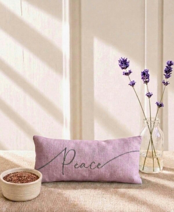Peace Embroidered Linen and Lavender Eye Pillow - Pink - Lavender