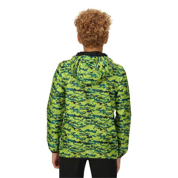Regatta Childrens/Kids Lever Camo Packaway Waterproof Jacket - Bright Kiwi - 