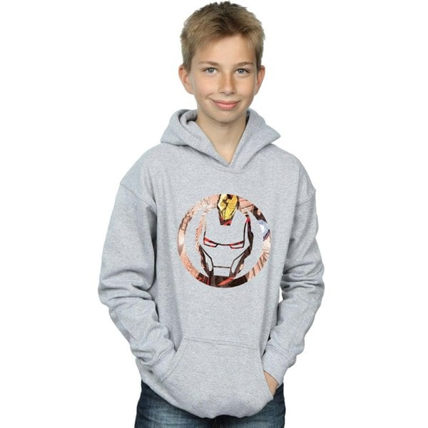 Marvel Boys Iron Man Montage Symbol Hoodie - Sports Grey