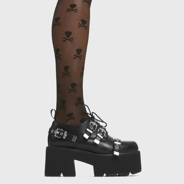 Lamoda Insomnia Black PU Heels Stylish Elegant Comfort Shoes for Women