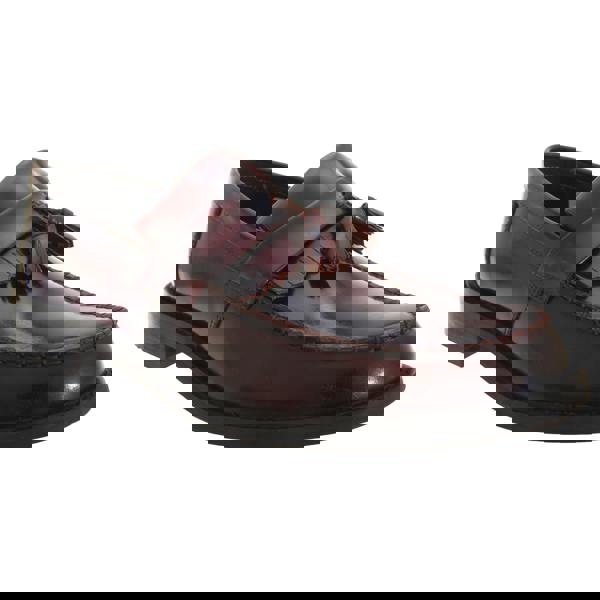 Roamers Mens Toggle Saddle Hi-Shine Leather Loafers - Oxblood