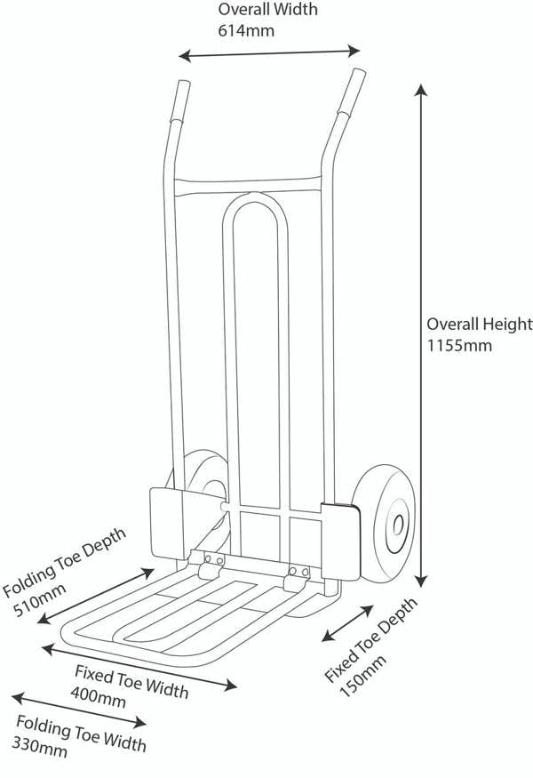 Bristol Tool Company 1894 CGV380 Heavy Duty Folding and Fixed Toe Sack Truck, Puncture Proof Wheels, 200Kg Capacity, Yellow