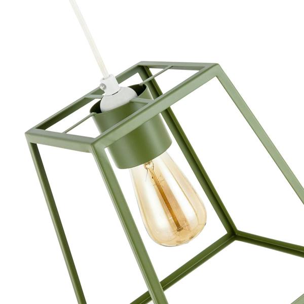 Olive Green Industrial Lantern Lamp Shade with Square Top and Bottom Image 3