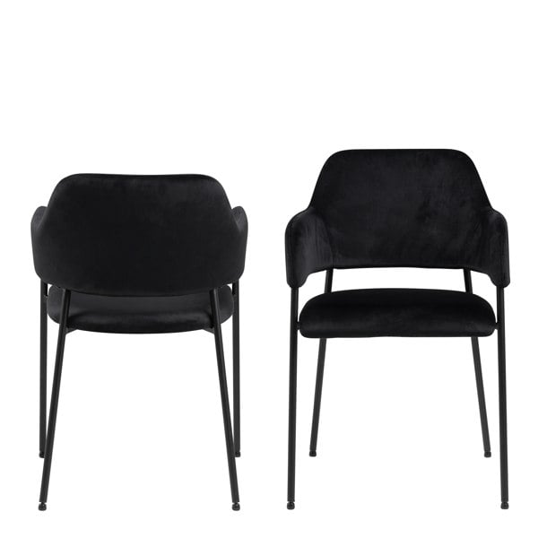 Furniture To Go Lima Dining Chair with Armrest in Black Set of 2