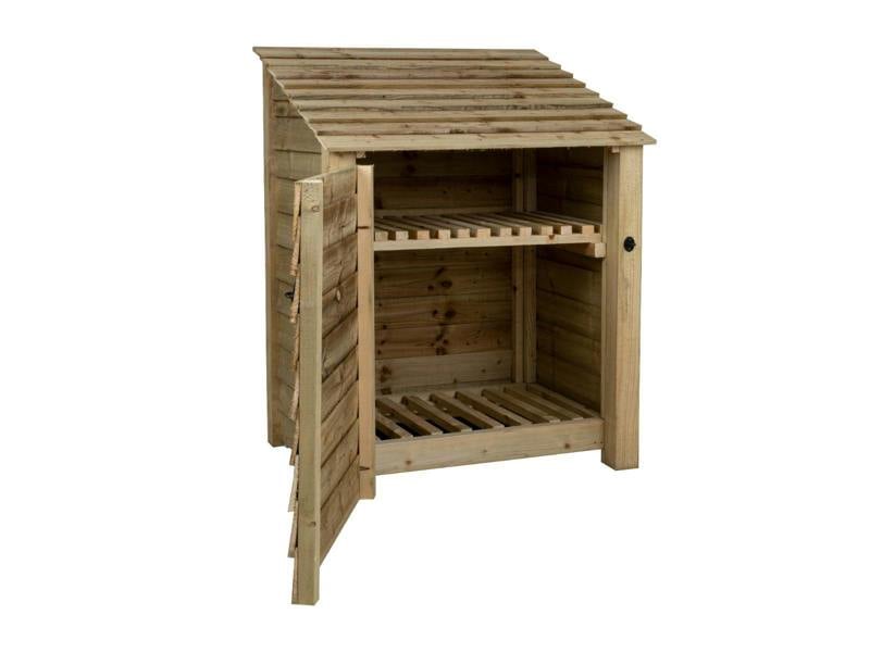 Arbor Garden Solutions Wooden Log Store with Door and Shelf W-99cm, H-126cm Or 180cm, D-88cm