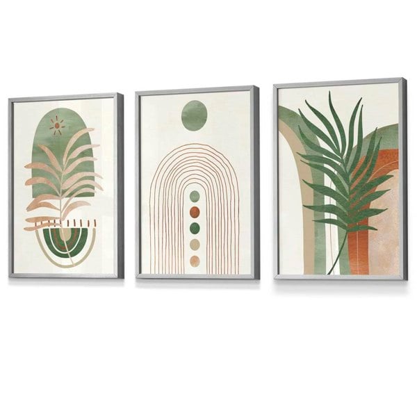 Artze Wall Art Sage Green Botanical Arches Set of 3 Framed Wall Art