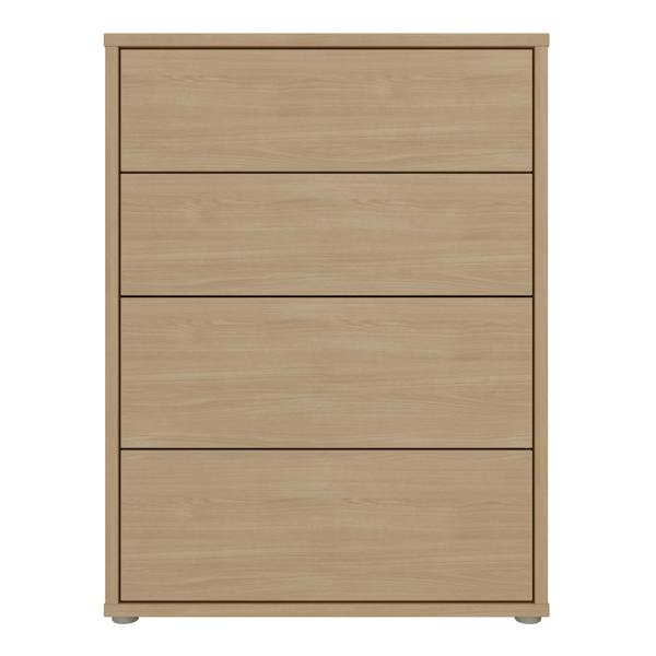 Alice Springs 4 Drawer Chest with Push-to-Open Drawers in Elegancia Oak and White