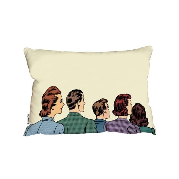 Benjamin Tate Design A Crowd Of Spectators Stand Back Retro Style Pop Art (Outdoor Cushion)