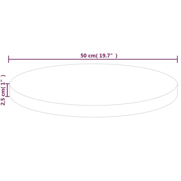 Berkfield Round Table Top �_�”�_50x2,5 cm Untreated Solid Wood Oak