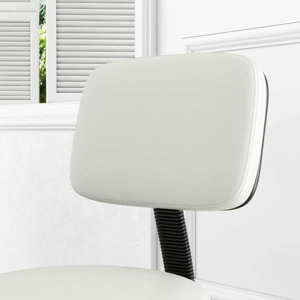 White padded salon chair backrest and top cushion with black spring detail, close-up angle.