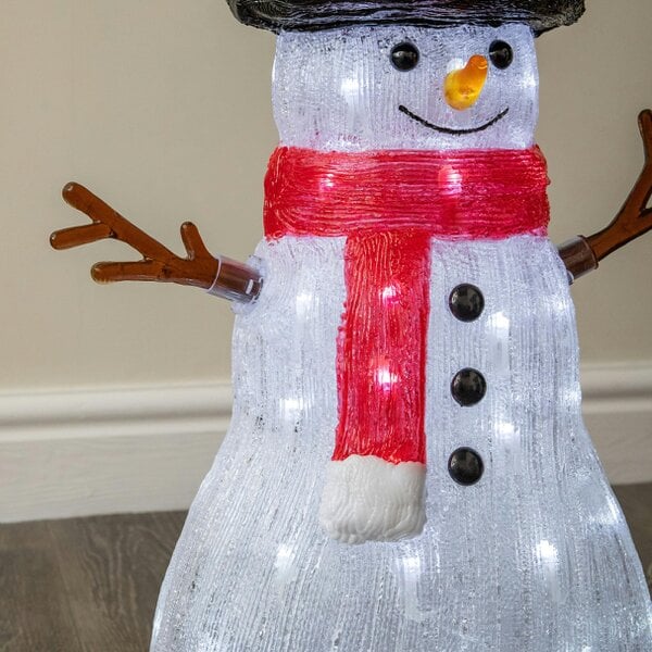 Samuel Alexander 62cm Light Up Acrylic Christmas Snowman with Robin LED Decoration