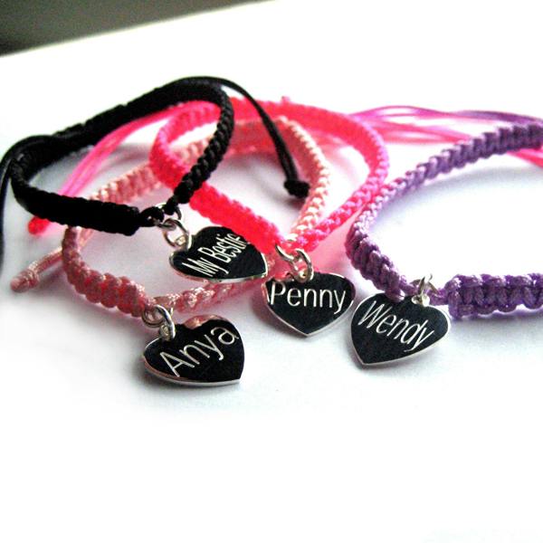 Personalised Heart Charm Friendship Bracelet