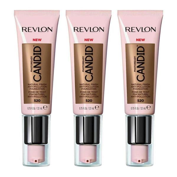 Revlon 3 x Revlon Photoready Candid Natural Finish Foundation 22ml - 520 Cocoa
