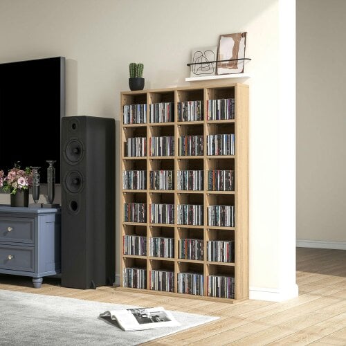 Wyld Haus Sifato Wood Natural Finish Adjustable CD Storage Cabinet 89 x 130.5 cm