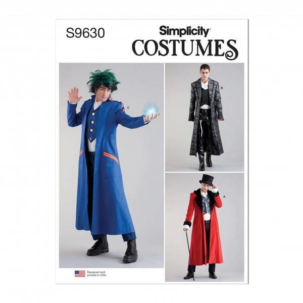 Simplicity Sewing Pattern 9630, Costumes for Men, AA (34-36-38-40-42) - Intermediate