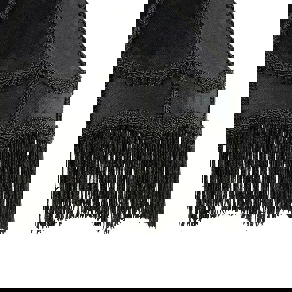 Traditional Victorian Empire Lamp Shade in Jet Black Velvet with Long Tassels Image 3