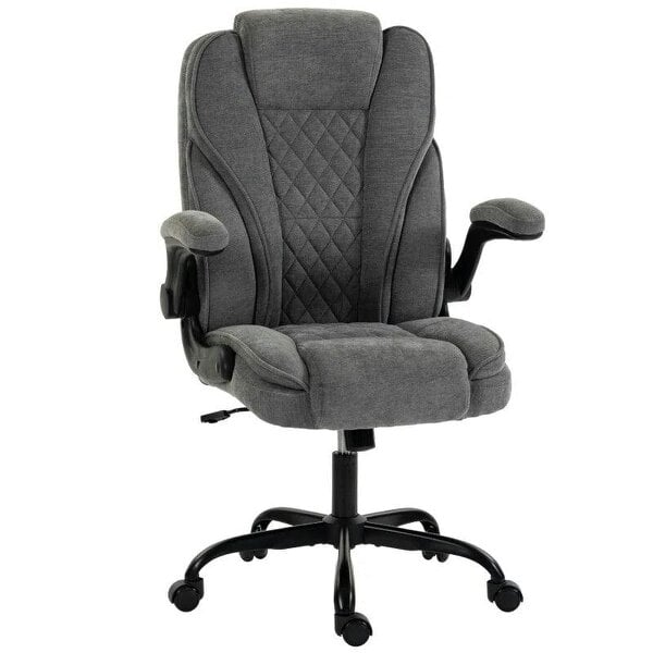 Office Chair, Ergonomic Desk Chair with Flip-up Armrest, Pocket Springs, Swivel Wheels, Adjustable Height, Grey