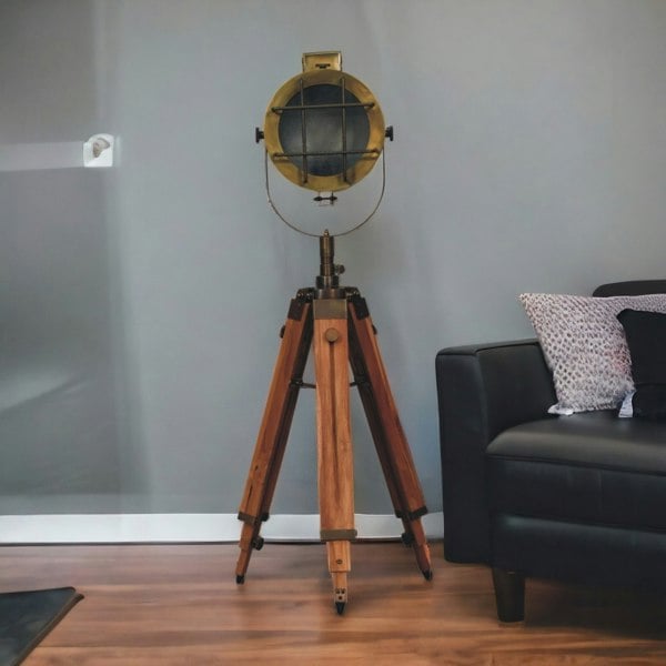 Artisan Furniture Caged Brass Spotlight Floor Lamp