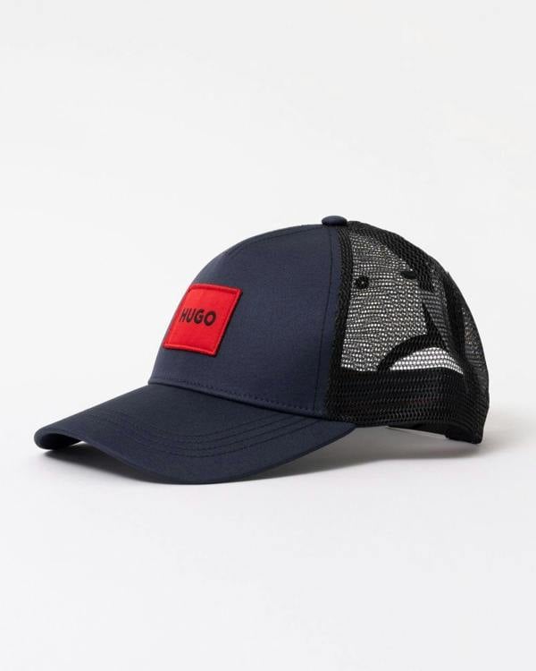 HUGO Kody Mens Logo Patch Cap - Dark Blue 405 - CHO - Designer Mens Hats