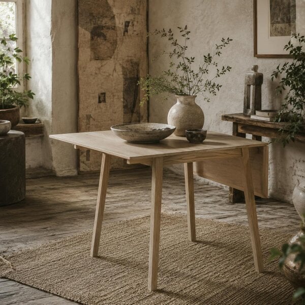 Wyld Haus Nolilu Solid Wood Natural Folding Drop Leaf Dining Table Seating 2 To 4