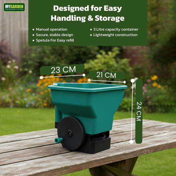 My Garden Outdoor Living My Garden Seed Spreader 3L with Spatula - Handheld Seed Dispenser - Durable & Lightweight Evenly Grass Seed Spreader