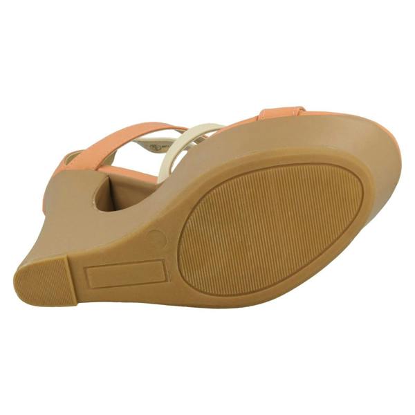 Anne Michelle Ladies Anne Michelle Cut Out Wedge T-Bar Sandals