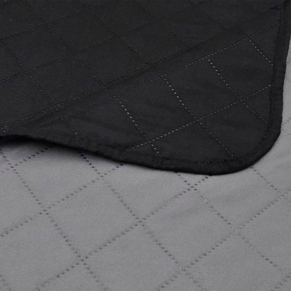 Berkfield Double-sided Quilted Bedspread Black/Grey 230 x 260 cm