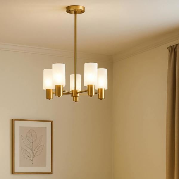 Pagazzi Lighting Maya 5-Light Antique Brass Semi-Flush Ceiling Light