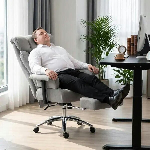 Big and Tall Office Chair, 250 kg Heavy Duty Executive Desk Chair with Adjustable Padded Armrests and High Back, Grey