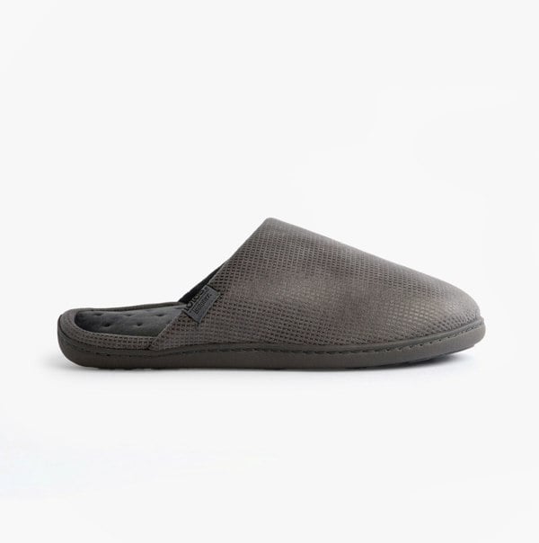 Totes Isotoner SQUARE PATTERNED SMART MULE Mens Mule Slippers Grey