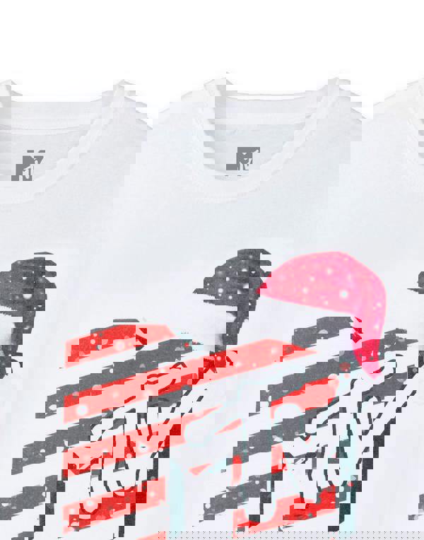 MTV Unisex White Santa Hat Short Sleeved T-Shirt