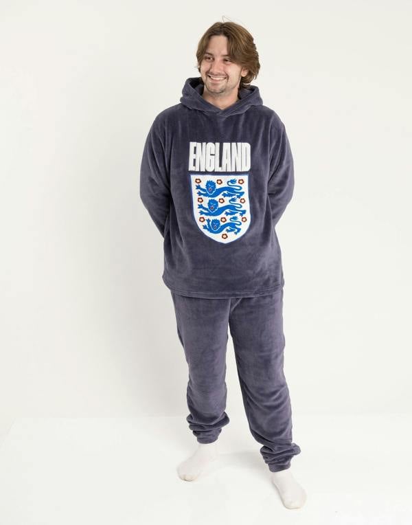 England Mens Blue Logo Long Sleeve Long Leg Pyjama Set