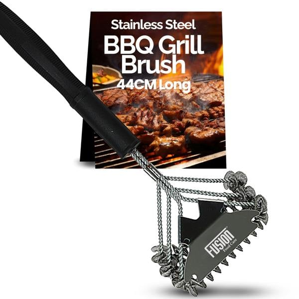 Fusion Food Care Fusion Food Wire Brush With Ergonomic Handle - Stainless Steel Helix Grill Cleaner with Scraper Bar & Ergonomic Handle